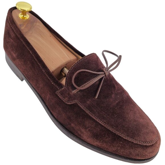 Martin Dingman Italy Brown Suede Dress Shoes Mens 10 Apron-toe Loafers Slip-ons main image 10